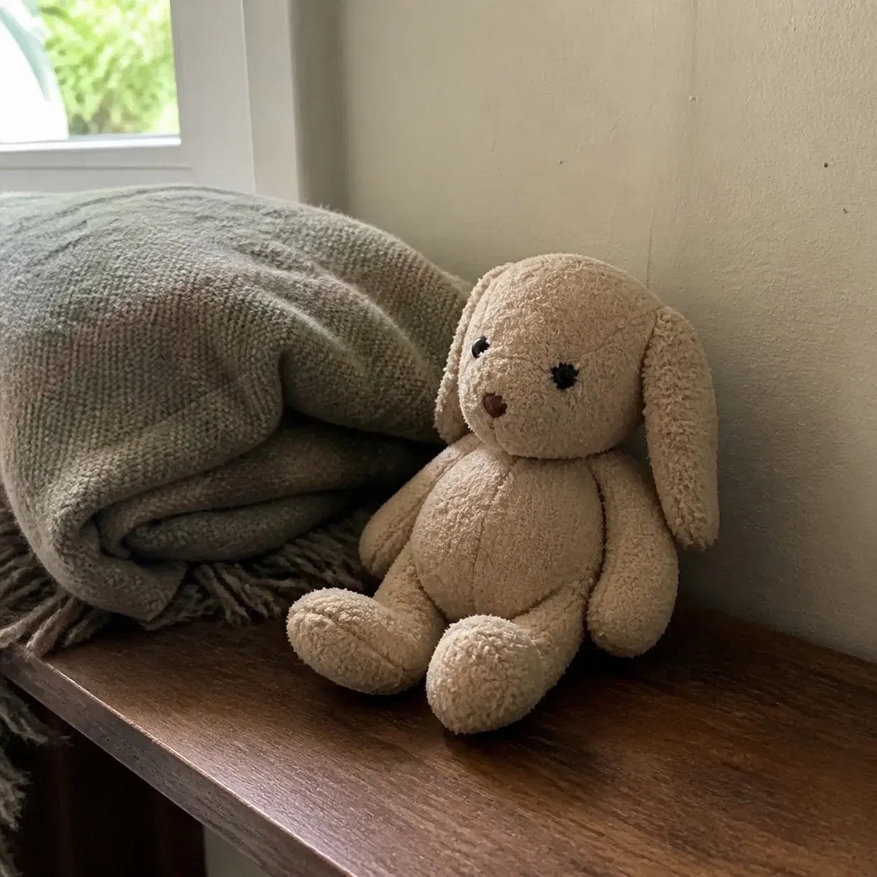 A real plush toy photographed at home